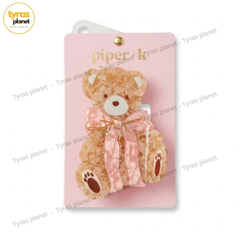 Piper K Teddy Bear Pink Boy Hair Claw Clip New